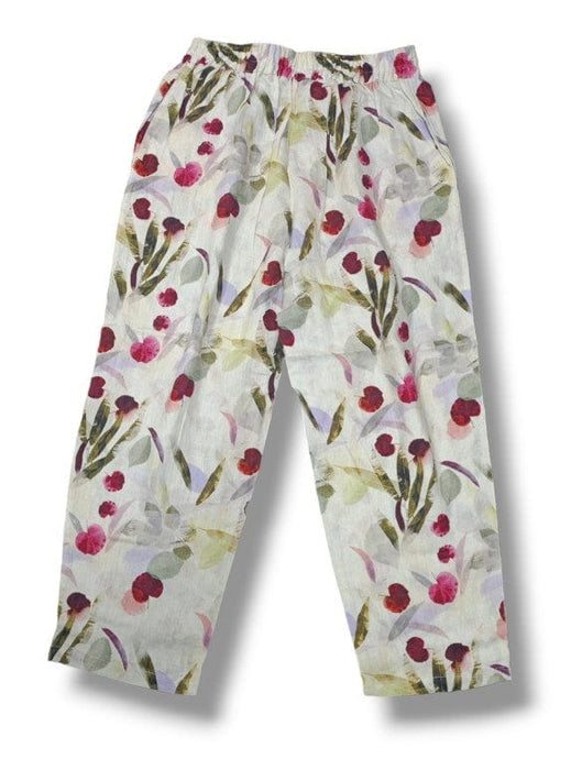 Corfu Womens Linen Pants - Printed  Floral Shadow