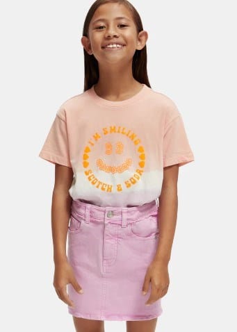 Scotch & Soda Girls Relaxed Fit Dip-Dyed Artwork T-Shirt