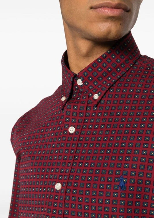 Ralph Lauren Mens Classic Shirt - Custom Fit Red/Multi