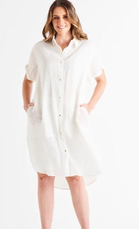 Betty Basics Womens Lani Linen Shirt Dress