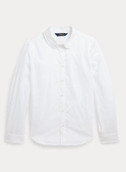 Load image into Gallery viewer, Ralph Lauren Girls Ruffle-Trim Cotton Broadcloth Shirt
