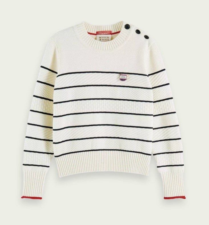 Load image into Gallery viewer, Scotch &amp; Soda Womens Button Shoulder Striped Pullover
