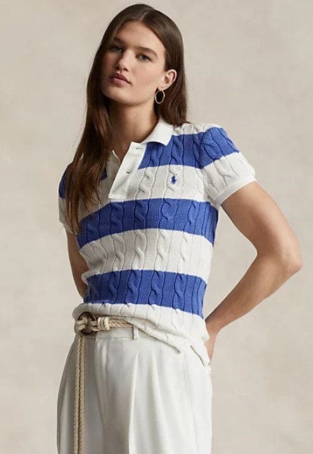 Ralph Lauren Womens Slim Fit Cable-Knit Polo Shirt