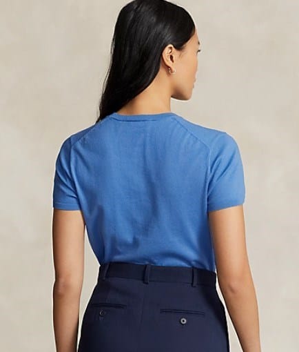 Ralph Lauren Womens Cotton-Blend Short-Sleeve Jumper