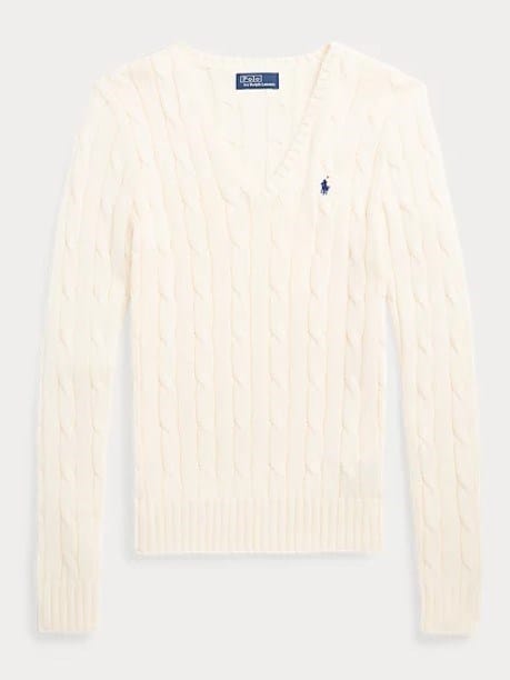 Load image into Gallery viewer, Ralph Lauren Womens Cable-Knit Cotton V-Neck Jumper
