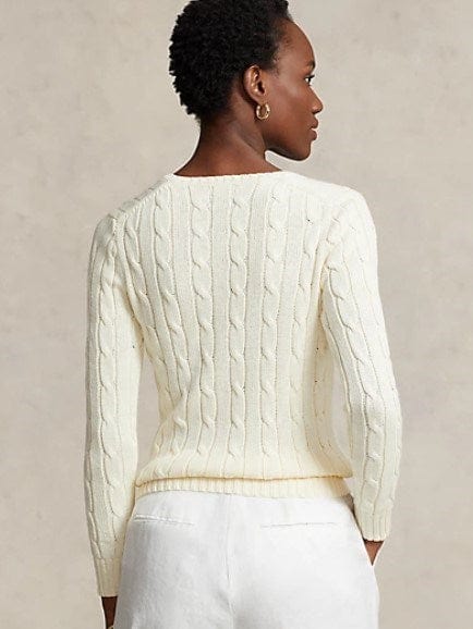 Load image into Gallery viewer, Ralph Lauren Womens Cable-Knit Cotton V-Neck Jumper

