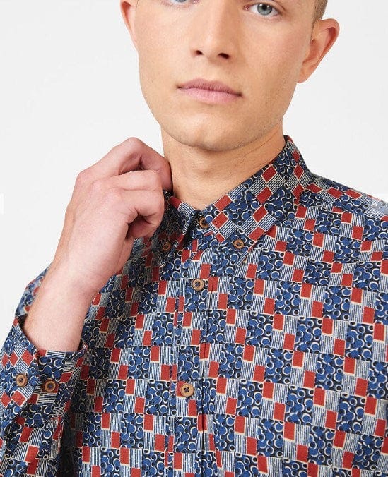 Load image into Gallery viewer, Ben Sherman Mens 50&#39;S Chequerboard Print Long Sleeve Shirt
