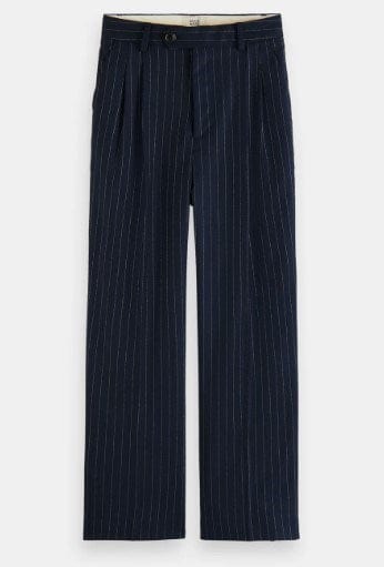 Load image into Gallery viewer, Scotch &amp; Soda Womens Loose Tapered-Fit Pinstripe Pants
