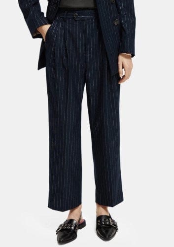 Scotch & Soda Womens Loose Tapered-Fit Pinstripe Pants