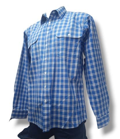 Bisley Mens Long Sleeve Cotton Shirt-Blue