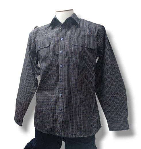 Bisley Mens Long Sleeve Small Check Shirt - Dark Navy