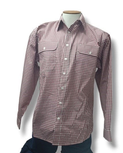 Load image into Gallery viewer, Bisley Mens Long Sleeve Small Check Shirt - Maroon
