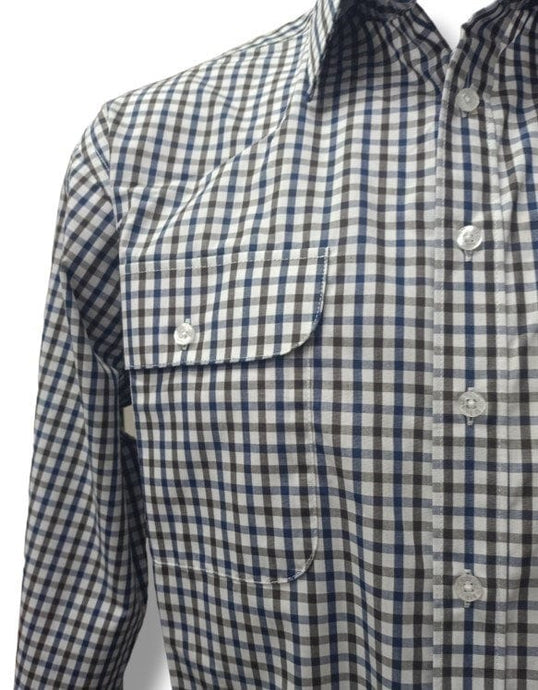 Bisley Mens Long Sleeve Small Check Shirt - Brown