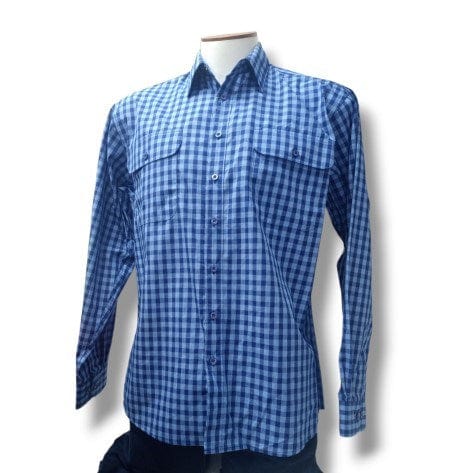 Bisley Mens Long Sleeve Medium Check Shirt - Blue