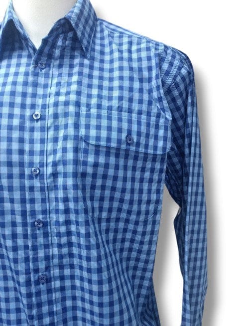 Bisley Mens Long Sleeve Medium Check Shirt - Blue