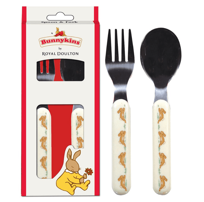 Bunnykins Spoon & Fork - Playing Design Red