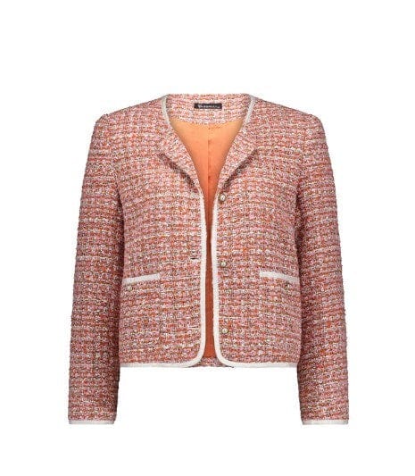 Load image into Gallery viewer, Vassalli Womens Short Collarless Lined Jacket with Trim Detail
