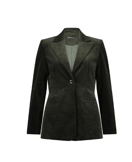 Load image into Gallery viewer, Vassalli Womens Shaped Lined Cord Blazer with Back Vent and Button Cuff Detail
