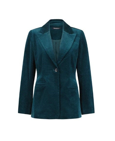 Load image into Gallery viewer, Vassalli Womens Shaped Lined Cord Blazer with Back Vent and Button Cuff Detail
