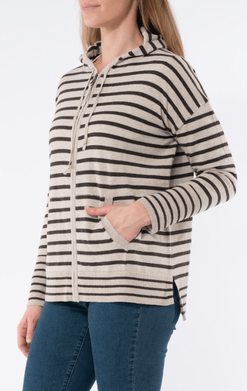 Jump Womens Zip Thru Stripe Cardi Jumper