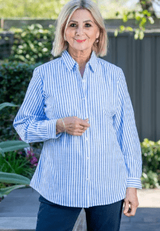Equinox Womens Long Sleeve Stripe Cotton Shirt