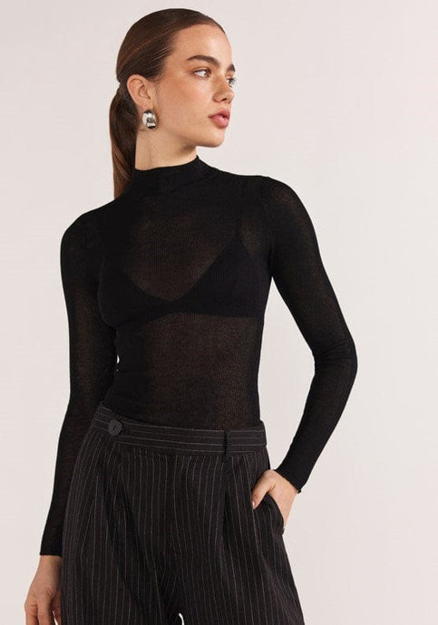 Staple The Label Womens Muse Sheer Knit Top