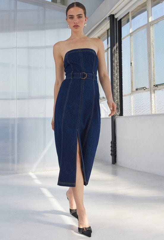 Load image into Gallery viewer, Staple The Label Womens Vara Strapless Denim Dress

