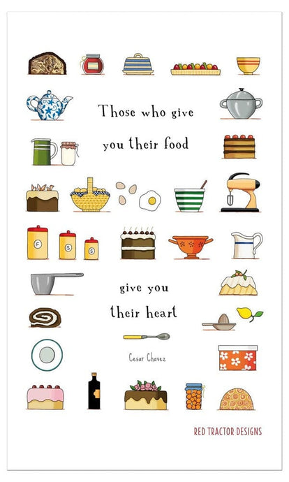 Red Tractor Designs Food From The Heart Tea Towel