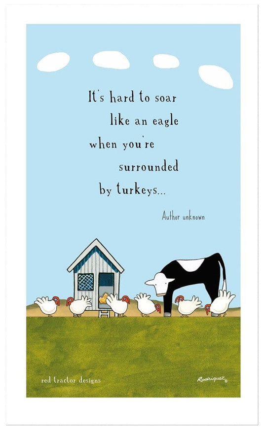 Red Tractor - Surrounded By Turkeys - Tea Towel