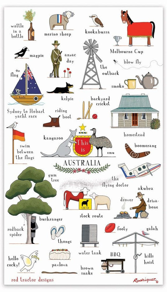 Red Tractor - This Is Australia - Tea Towel