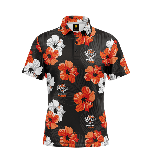 NRL Mens Aloha Golf Polo Shirt - West Tigers