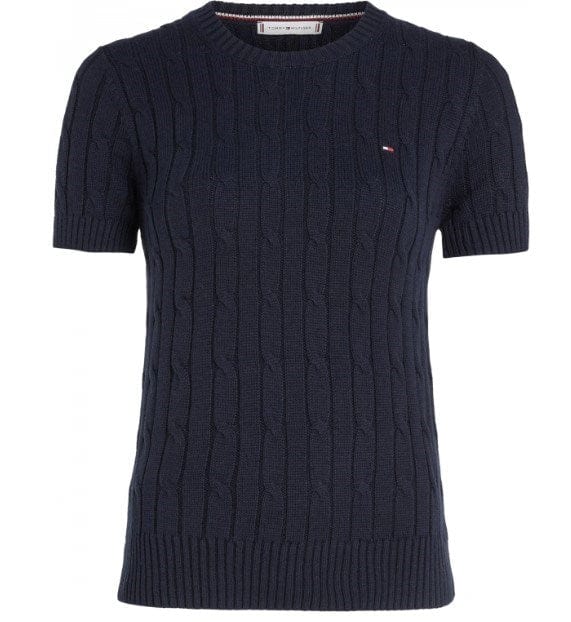 Load image into Gallery viewer, Tommy Hilfiger Womens Mini Cable Knit Short Sleeve Sweater
