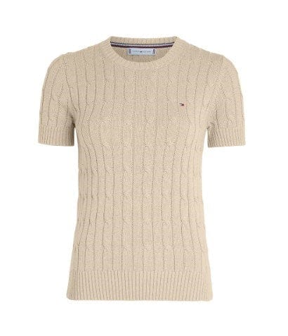 Tommy Hilfiger Womens Mini Cable Knit Short Sleeve Sweater
