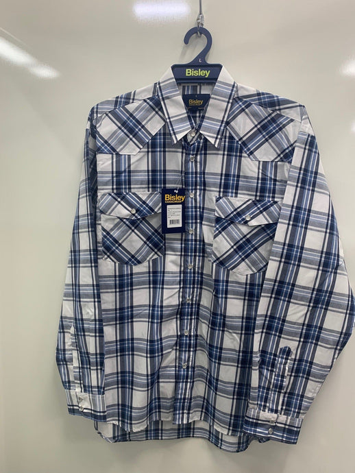 Bisley Western Long Sleeve Blue Shirt