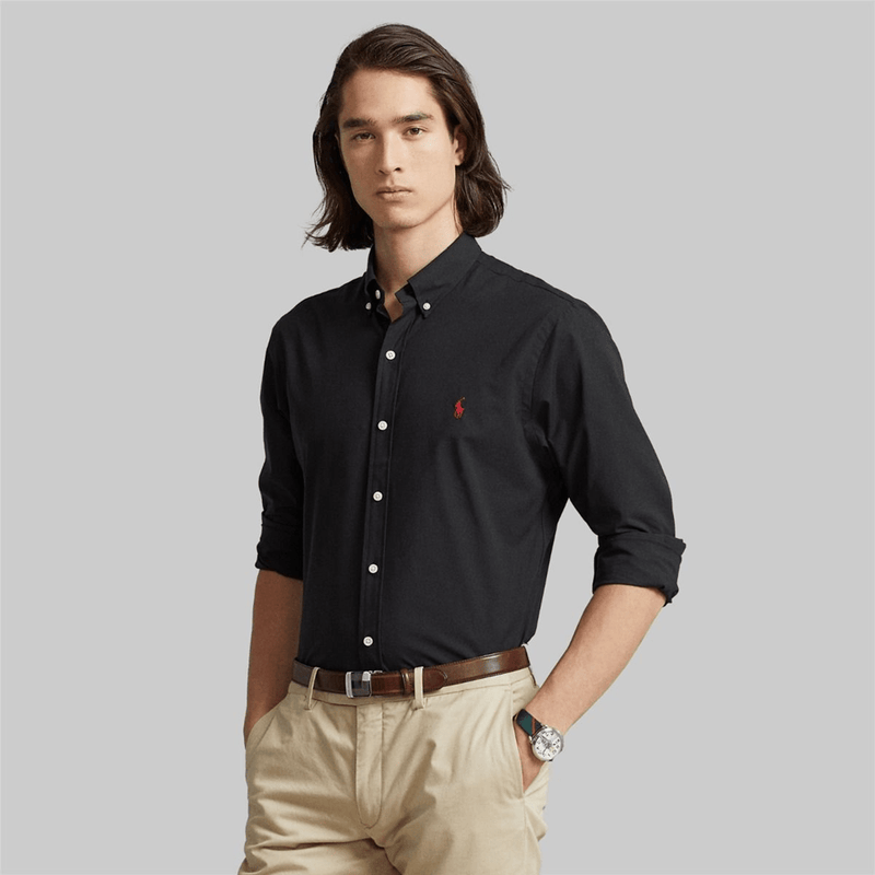 Load image into Gallery viewer, Ralph Lauren Mens Custom Fit Stretch Poplin Shirt - Black
