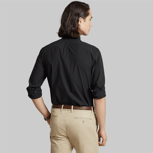 Ralph Lauren Mens Custom Fit Stretch Poplin Shirt - Black