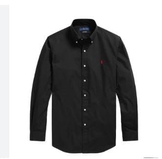 Ralph Lauren Mens Custom Fit Poplin Stretch Shirt - Black/Red