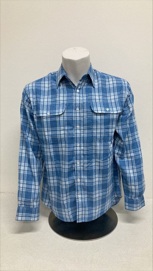 Load image into Gallery viewer, Bisley Mens Winterweight Brushed Large Check Blue Shirt
