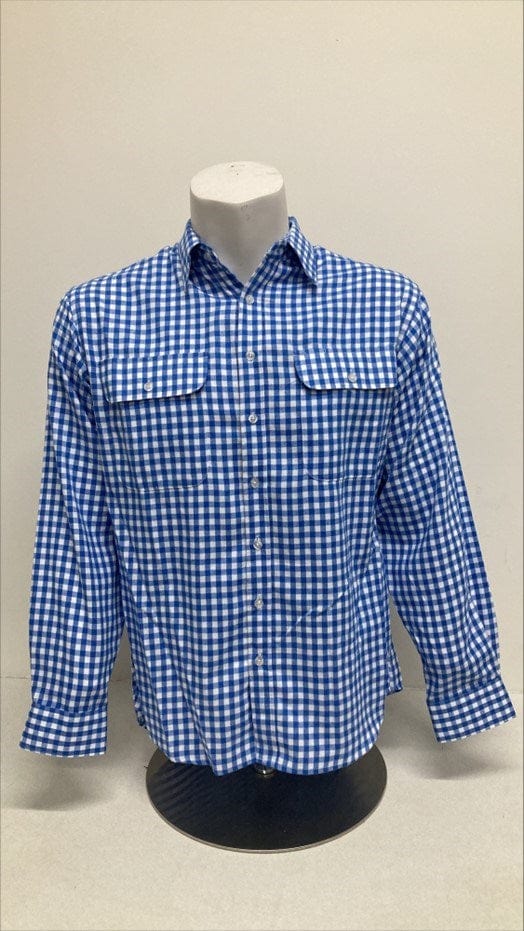 Load image into Gallery viewer, Bisley Mens Winterweight Brushed Medium Check Blue Shirt
