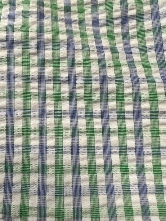 Bisley Mens Seersucker Small Green Check Short Sleeve Shirt