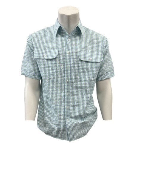 Load image into Gallery viewer, Bisley Mens Seersucker Small Green Check Short Sleeve Shirt
