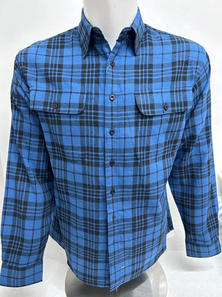 Load image into Gallery viewer, Bisley Mens Open Front Flannel Navy Large Check Shirt
