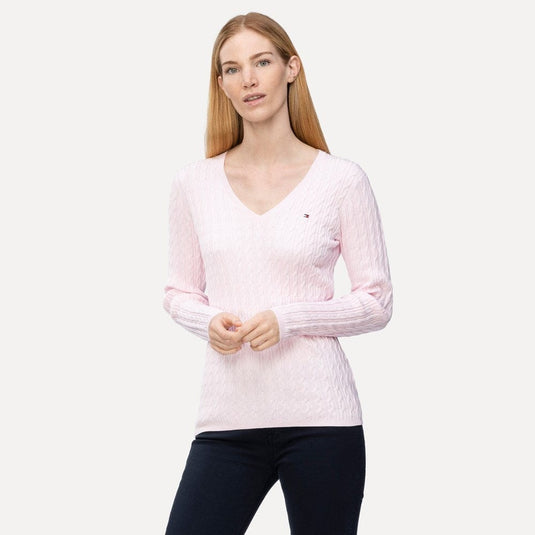 Tommy Hilfiger Womens Cable V-Neck Sweater