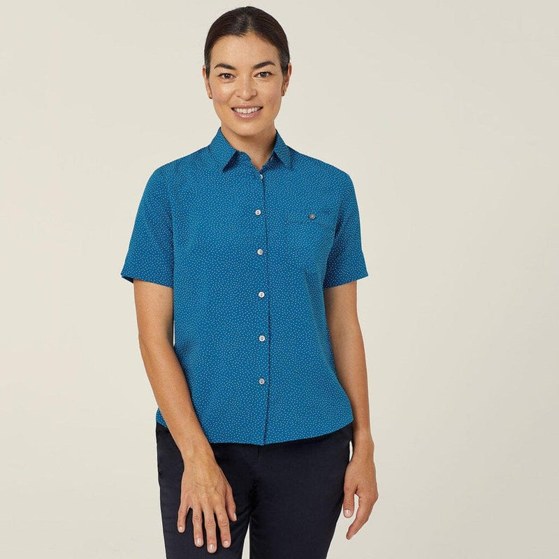 Load image into Gallery viewer, NNT Womens Silvi Spot Print Short Sleeve Shirt
