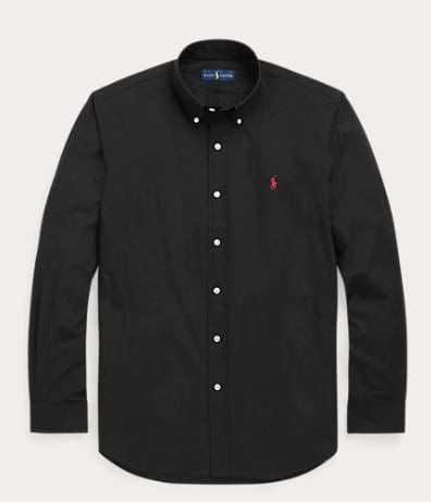 Ralph Lauren Mens Classic Fit Poplin Stretch Shirt - Black/Red