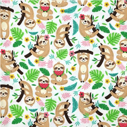 Sullivans Printed Cotton Fabric - Cute Sloths