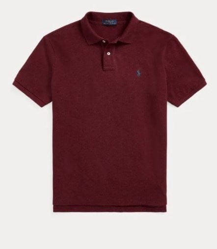 Ralph Lauren Mens Custom Slim Fit Polo Shirt - Dark Red/Navy