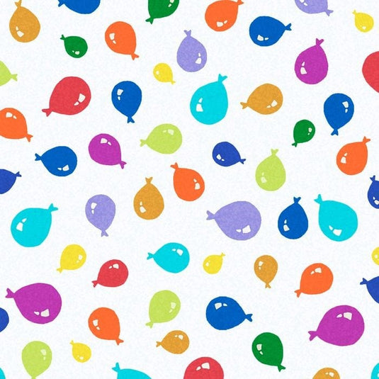 P&B Textiles Smiling Safari Friends - Balloons on White  - 1m