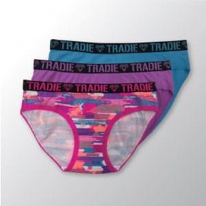 Tradie Lady Women's Rib Bikini Briefs 3 Pack - Multi - Size 10