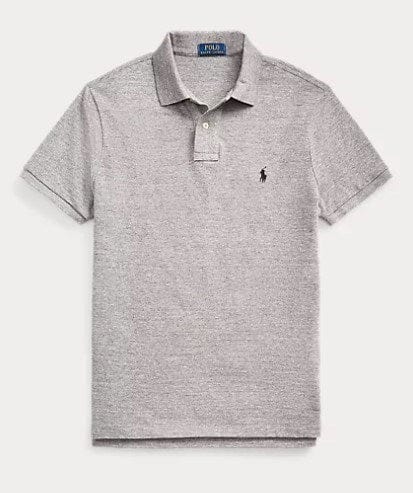 Ralph Lauren Mens Custom Slim Fit Polo Shirt - Canterbury Heather/Black